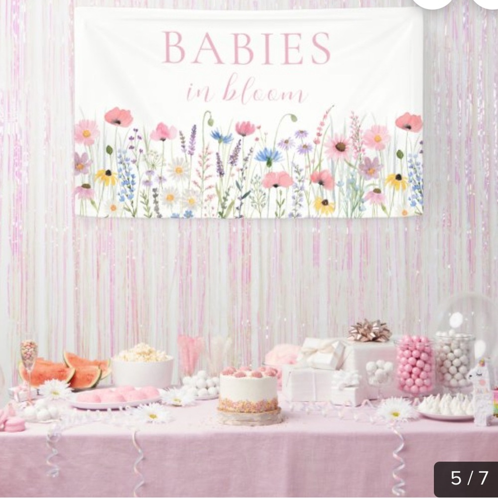 Floral 'Babies in Bloom' Vinyl Banner - Picture 3 of 5